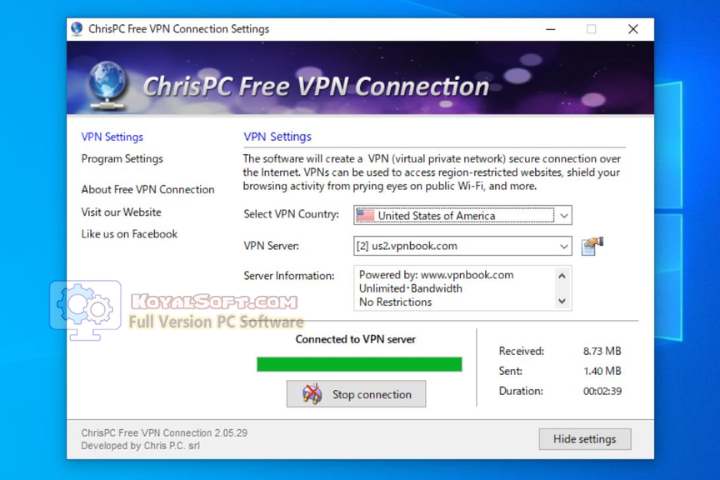 ChrisPC Free VPN Connection v4.25.1129 for pc software